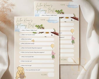 Who Knows Mummy Best Baby Shower Game | Classic Winnie the Pooh | Gender Neutral | Gender Reveal