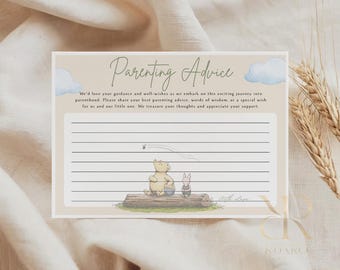 Baby Shower Advice Cards | Classic Winnie the Pooh | Gender Neutral Keepsake | Wishes for Baby | Gender Reveal