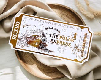 Personalised Polar Express Ticket | Foil Train Ticket | Santa Believe Keepsake | Kids Christmas Gift | Golden Ticket