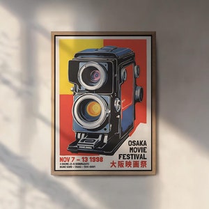 Affiche du Festival du film d&#39;Osaka 1998 - Art mural de film japonais, affiche vintage pour les amateurs de cinéma, cadeau affiche de film, téléchargement numérique