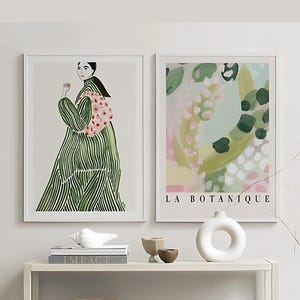 La Botanique & La Poire - Conjunto de impresión de arte botánico verde, Descarga digital