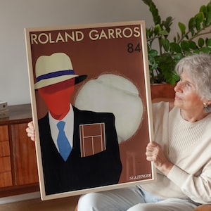 1984 Roland Garros Poster: Vintage Tennis Art, Minimalist Design (Digital Download)