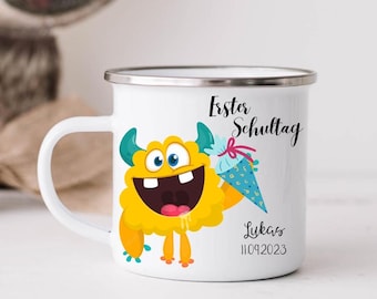 Personalized Mug First Day of School Monster Gift Kids Mug Enamel Mug Back to School Name Schoolchild Boys Girls School Start of School