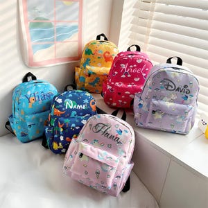 Sac à dos brodé personnalisé pour enfants : dessin animé mignon, sac à dos léger pour enfants d'âge préscolaire, sac à dos de voyage pour garçons et filles