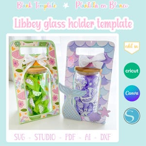 Modèle en verre Libbey personnalisé en verre de canette de bière Boîte cadeau personnalisée en verre SVG Modèle de support de canette en verre imprimable Sac cadeau pour coupe en verre