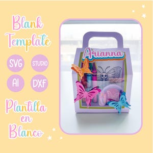 Modelo de caixa de atividades para crianças para impressão, lembrancinhas e jogos de festa DIY editáveis, modelo de caixa de presente para atividades de festa de aniversário infantil