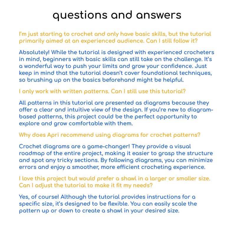 The image shows a list of basic questions and answers about the tutorial.