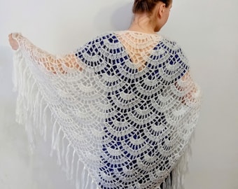 Crochet Lacy Shawl Pattern by ApriCrochetKnitting