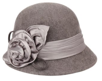 Women Cloche Bucket Hat Wool Felt Elegant Dress 1920s Vintage Fedora Church Hat