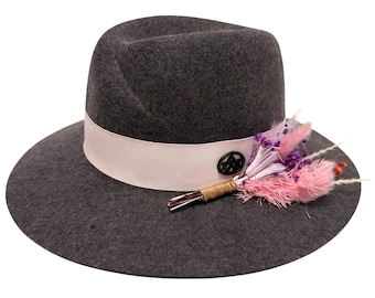Fashion Felt Fedora Hat with Flower