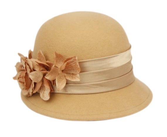 Cloche Bucket Hat for Women Wool Felt Elegant Dress 1920s  display picture 3