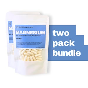 Magnesium Glycinate Capsules Pure High Potency High Absorption All-natural vegetarian eco-friendly 2-pack