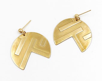 Linear Circle Drop Earrings
