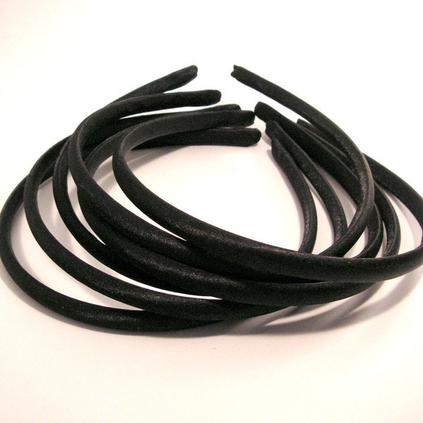 Set of 100 Black Skinny Satin Headbands