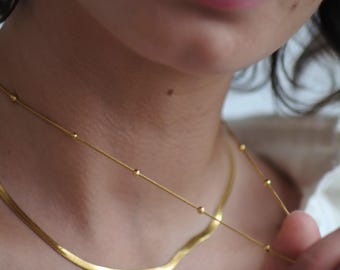 The Orb 18k Gold Plated Stainless Steel Dainty Ball Chain Necklace