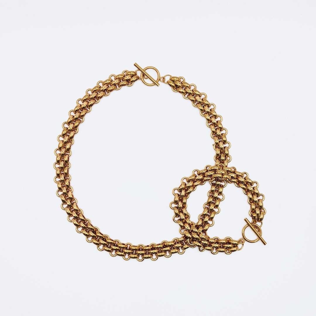 The Archie Set 18k Gold Plated Stainless T-bar Fastening Chunky Chain ...