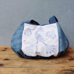 A Piece of Paradise Hobo Bag Vintage Embroidered Linen and - Etsy