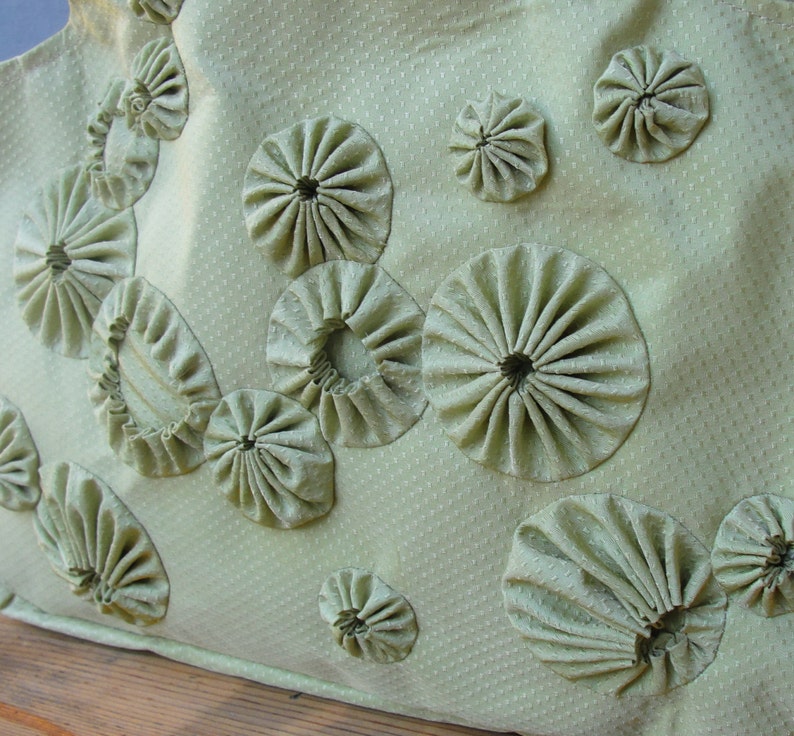 Manipulation of Fabric Bag Taffetta with Wooden Handles image 4