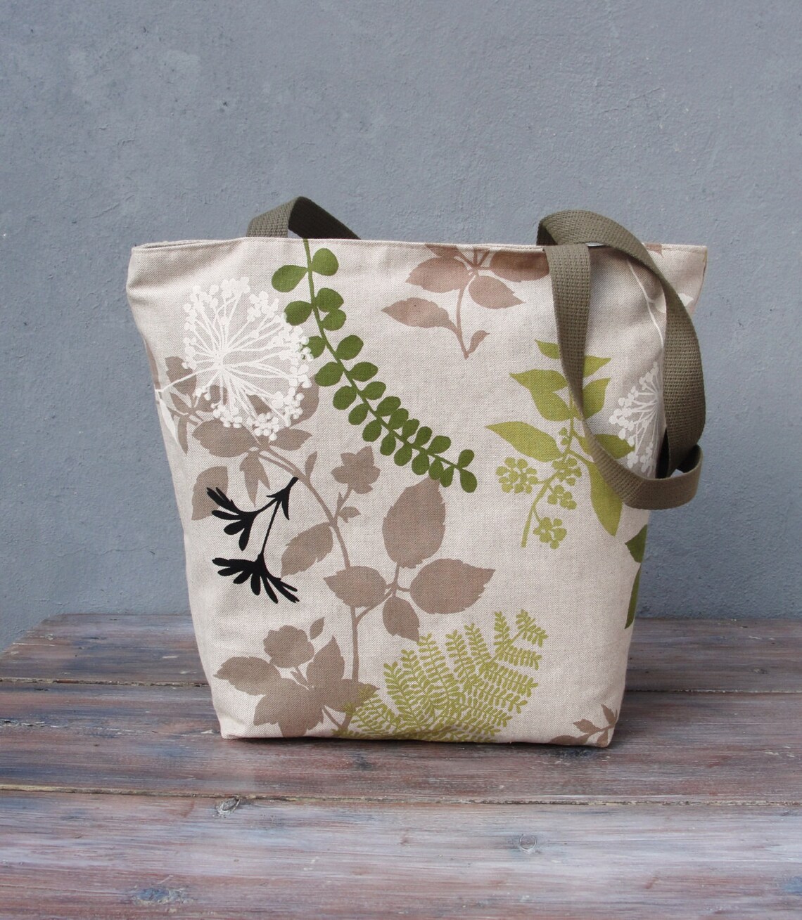 Linen Embroidered Owl Tote Natural Woodland Bag Etsy