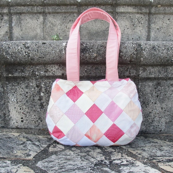 Pink Patchwork Shoulder Bag, Bright Patchwork