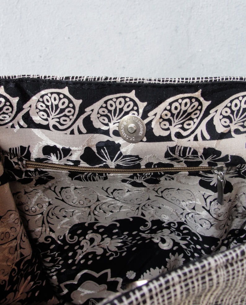 Abbey Road Shoulder Bag. Leather Straps. Black and White, Lace and