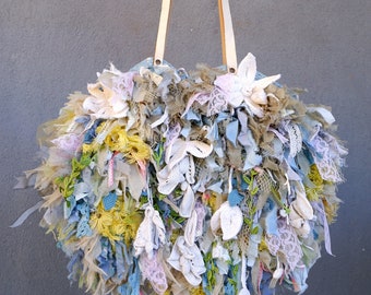 Lacey Wild flowers Bag, Crocheted Mossy, Floral, Puffy, Daisy, Happy Sunny Bag