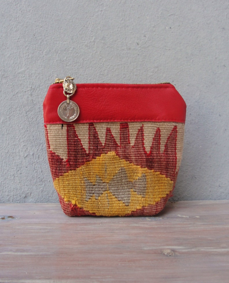 Leather Kilim Wallet Coin Purse Wallet Vintage Hand woven Etsy