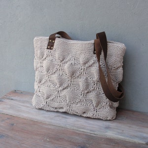 Twine Knitted Leather Tote Natural Bohemian Bag