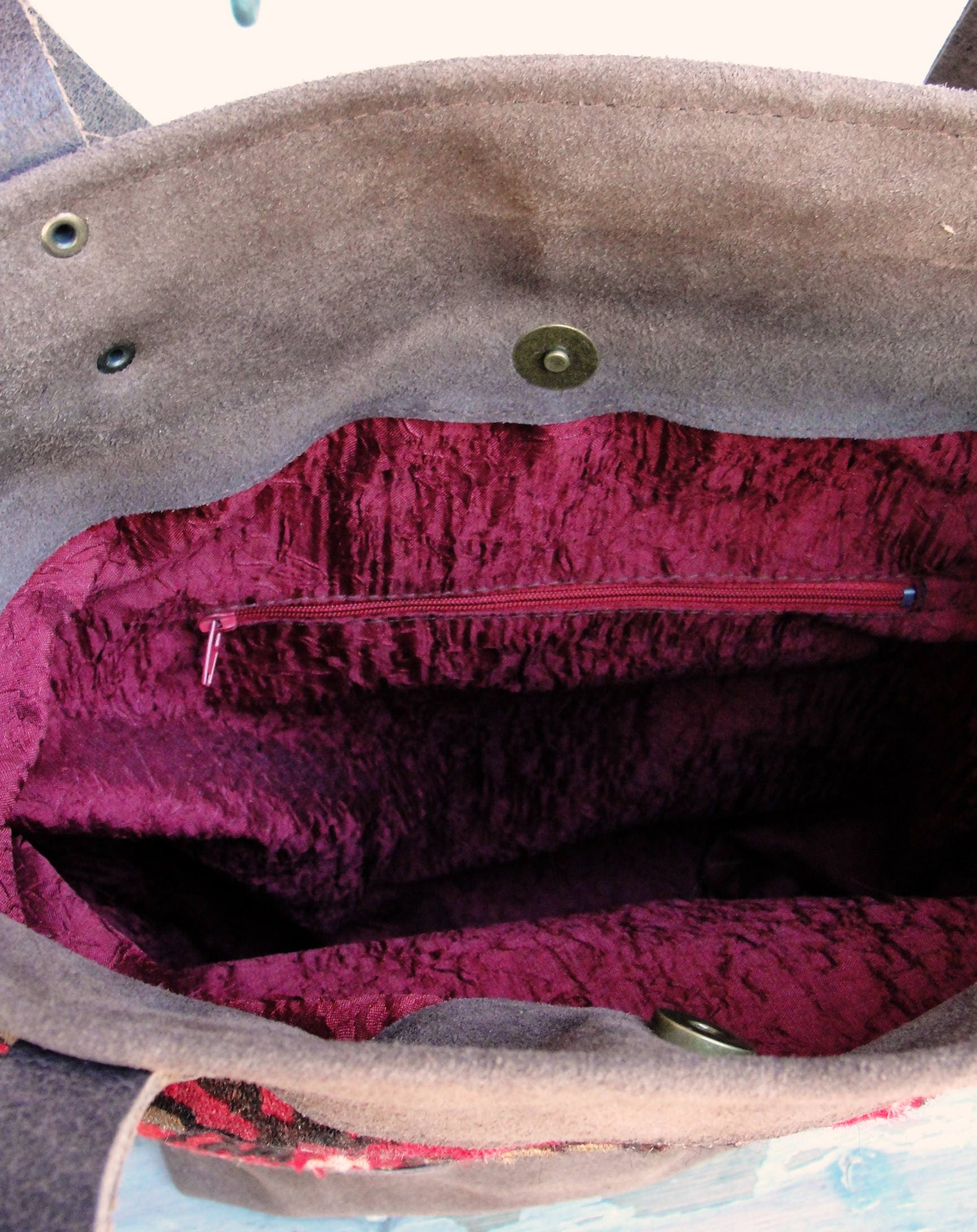 Bohemian Kilim Bag, Leather Tote Bag Made With Vintage Kilim and ...