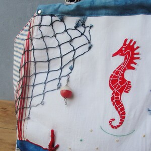 Sea Love Bag Vintage Nautical Seahorse Treasures, Kiss-lock, Leather, Beach finds image 3