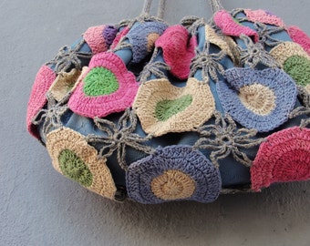 Happy Hobo Bag Crocheted Multi colored Boho Bag