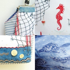 Sea Love Bag Vintage Nautical Seahorse Treasures, Kiss-lock, Leather, Beach finds image 4