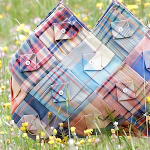Sac plié à carreaux - Patchwork de tissus à carreaux vintage