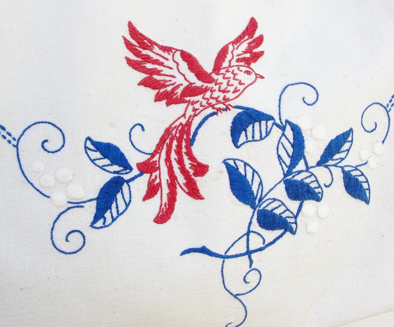 Bird of Freedom Bag Vintage Embroidery, Linen, Hand Woven Fabric, Kiss-lock image 2