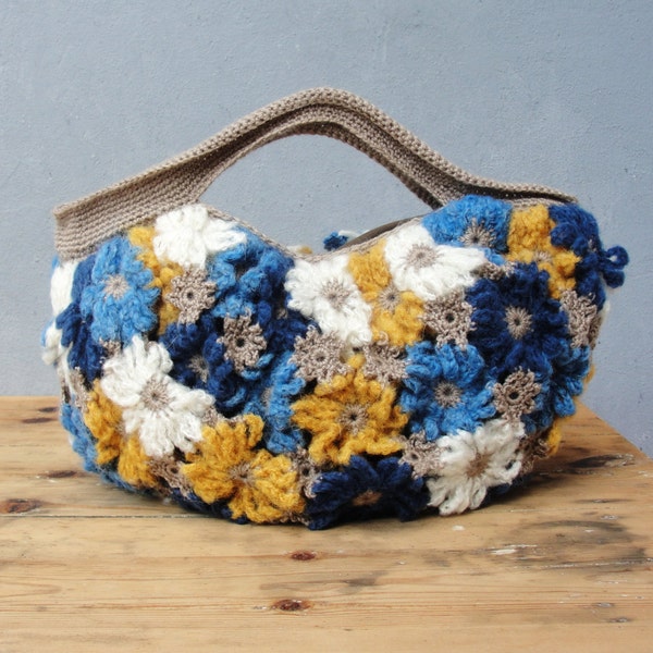 Crazy Daisy - Crocheted Mohair Puffy Happy Sunny Bag