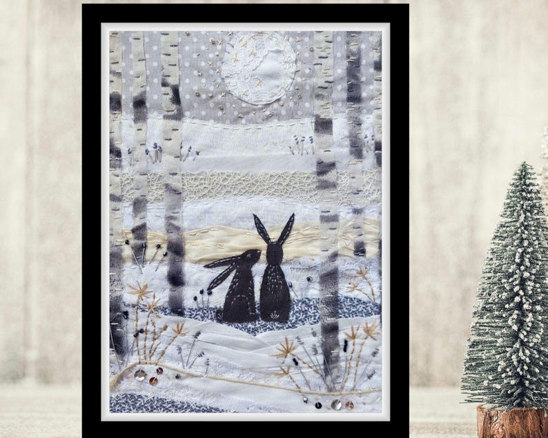 White Forest Deluxe Slow Stitch Kit - Applique Art, Easy Embroidery Project image 9