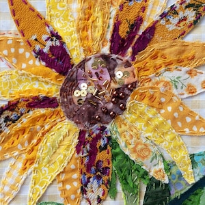 Sunflower Slow Stitch Kit - Applique Art, Embroidery for Beginners