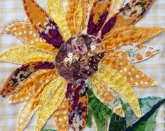 Sunflower Slow Stitch Kit - Applique Art, Embroidery for Beginners