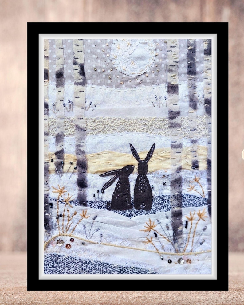 White Forest Deluxe Slow Stitch Kit - Applique Art, Easy Embroidery Project image 13