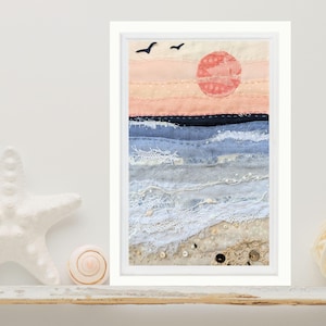 Sunset Beach Slow Stitch Kit – Seaside Sewing Kit - Embroidery for Beginners
