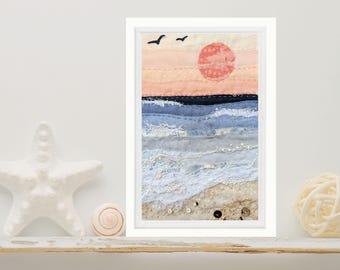 Sunset Beach Slow Stitch Kit – Seaside Sewing Kit - Embroidery for Beginners