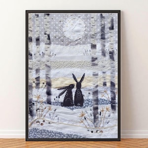 White Forest Deluxe Slow Stitch Kit - Applique Art, Easy Embroidery Project image 1