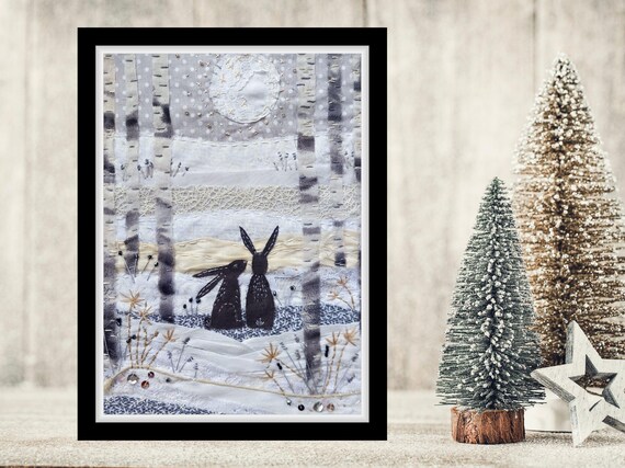 Winter White Forest Deluxe Slow Stitch Kit - Applique Art, Easy Embroidery Project