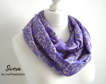 Lilac Floral Upcycled Vintage Sari Silk Scarf - Bohemian Lightweight Womens Scarves - Eco Friendly Christmad Gift For Her Mum Mom Gran