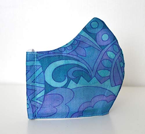 Reusable sari silk face covering mask with nosewire