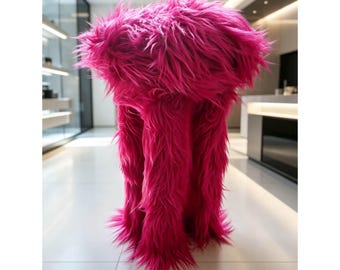 Comfortable soft faux fur stool, modern design plush stool, contemporary colorful faux fur stool