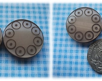 Taupe Circle Patterned Buttons 1960's