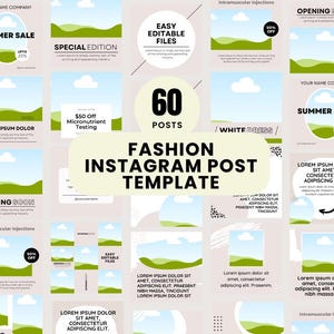 60 Fashion Instagram Post Templates | Canva Editable Social Media Pack | Stylish Branding Kit