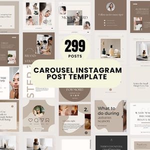 299 Carousel Instagram Post Templates | Canva Editable Social Media Kit | Engaging & Aesthetic