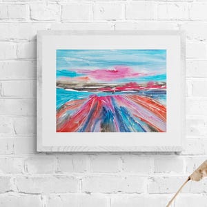 Original Watercolor Abstract Landscape Painting: Vivid Horizons, 12x16 inches